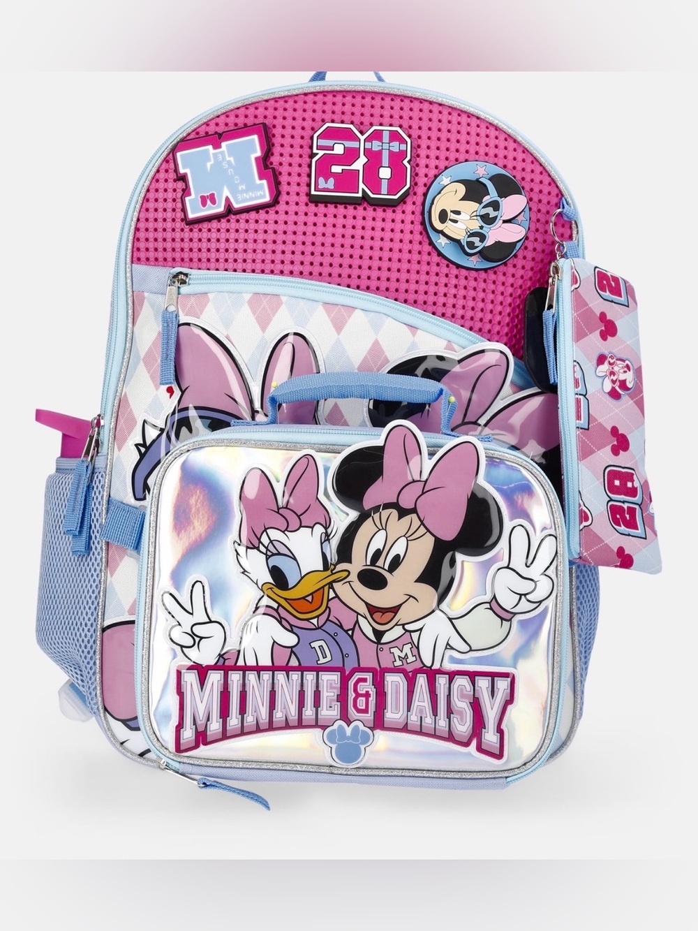 Disney Minnie & Daisy Pink Kids Backpack with Lunch Bag